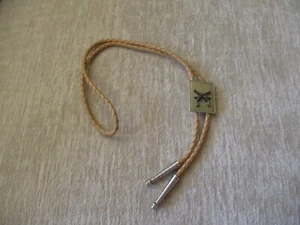 Vintage Gold and Silver Tone Corded Bolo Tie Crossed Pistols Metal Tips - Picture 1 of 7