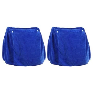 Men's Bath Wrap Towel 2 Pcs 30x140cm Blue Body Wrap for Shower Spa Adjustable - Picture 1 of 7