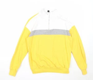 New Look Womens Yellow Colourblock Cotton Blend Sweatshirt Size 8 Zip - Picture 1 of 10
