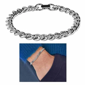 1 Cuban Link Bracelet Silver Plated Pure Copper Healing Energy Arthritis Relief - Picture 1 of 1