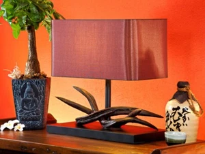 Madera Lámpara de Mesa Maciza Noche Natural Tailandia África Nuevo - Imagen 1 de 14