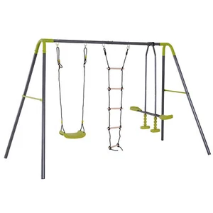 Metal Kids Swing Set for Backyard with Swing Seat Climbing Ladder Outdoor Play - Picture 1 of 11
