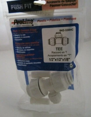 Mueller ProLIne 642-330HC Push to Connect Reducing Tee (1/2" x 1/2" x 1/8")   - Image 1 of 4