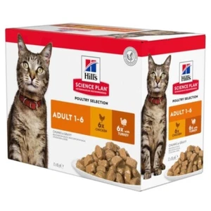 Hills Science Plan Poultry Selection Complete Adult Wet Cat Food 12x85g POUCHES - Picture 1 of 3
