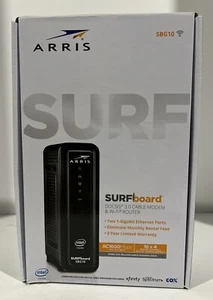 Arris SURFboard DOCSIS 3.0 Cable Modem & WiFi Router SBG10 AC1600 Mbps Black - Picture 1 of 8