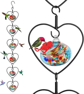 6 Pcs Heart-Shaped Hummingbird Feeder for Outdoors Hanging, Flexible Stackable H - Picture 1 of 12
