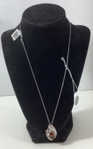 Ciondolo SWAROVSKI Donna Cristallo Marrone Metalli Misti Catena Argento Sterling 18 In - Foto 1 di 4