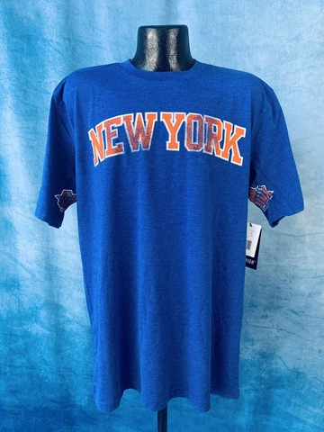 Men's New York Knicks Hands High Blue Tri-Blend Tee Basketball Shirt NWT XL Cover