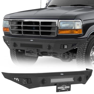 Offroad Fit 1992-1996 Ford F-150 F-250 F-350 Steel Front Bumper w/LED Lights - Image 1 of 4