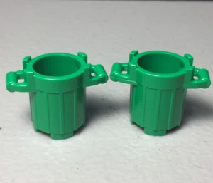 Lego City Green Garbage Trash Cans Recycle Bin Container Minifigure Accessory x2 - Picture 1 of 5