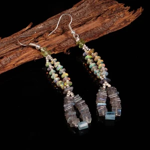 Natural Ethiopian Opal Beads Earring Faceted Smooth Dangle Earring Mix Stone - Picture 1 of 3