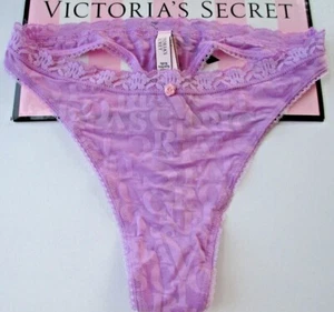 VICTORIA'S SECRET High Leg Thong Panty VS Purple Lace Trim S M L XL NWT - Picture 1 of 5