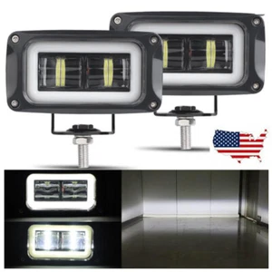 2X 4in LED Work Light Bar Pods White Halo Spot Fog Driving SUV ATV Truck OffRoad - Picture 1 of 12
