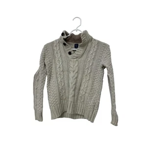 Gap Kids Cable Knit Sweater Kids Size S 6-7 Beige Mock Collar Long Sleeve - Picture 1 of 7
