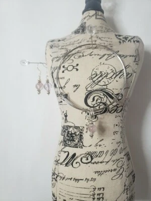  Pulsera y pendientes con dije de cristal de fluorita transparente arco iris natural  Foto 1 de 4