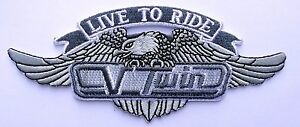 LIVE TO RIDE EAGLE EMBROIDERED 5 INCH IRON ON MC BIKER PATCH 