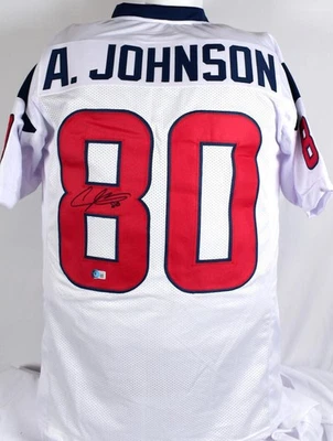 Andre Johnson Autographed White Pro Style Jersey- Beckett W Hologram *Black - Image 1 of 4