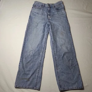 Levis Women's 27x29 High Waisted Straight Blue Denim Jeans Distressed - Picture 1 of 18