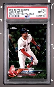 2018 Topps Chrome Mookie Betts #183 PSA 10 Green Wave Refractor #/99 Red Sox - Picture 1 of 2