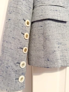 Veronica Beard Dickey US6 Blazer Blue White Herringbone Jacket Gold Buttons Rare - Picture 1 of 9