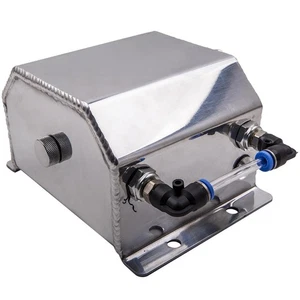 New Silver Aluminum Coolant Radiator Overflow Recovery Water Tank Bottle 1L+Cap - Picture 1 of 15