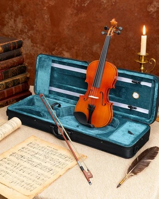 Violín Acústico 4/4 Tamaño Completo con Estuche y Arco Colofonia Con Estuche para Regalo de Navidad EE. UU. Foto 1 de 4