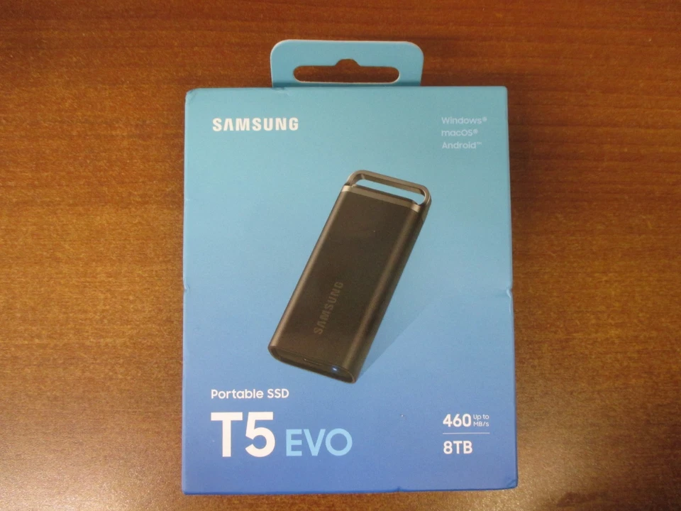 Samsung T5 EVO 8TB USB-C Portable External SSD - Black (MU-PH8T0S/AM)