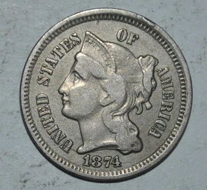 1874 Three Cent Nickel {{{3653 - Picture 1 of 3