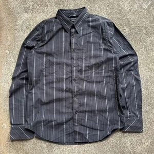 Y2K O’neil Black Striped Long Sleeve Button Down Shirt Size Medium Surfer Skater - Picture 1 of 7