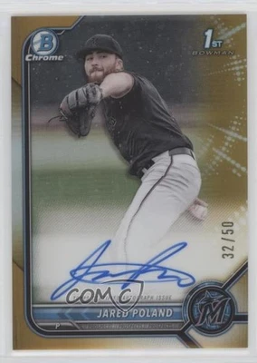 2022 Bowman Draft Chrome Pick Gold Refractor /50 Jared Poland #CDA-JPD Auto - Image 1 of 2