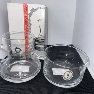 St - Lambert Italglass Corp. Clear Mouth Blown Sugar & Creamer Set 12oz. - Picture 1 of 6