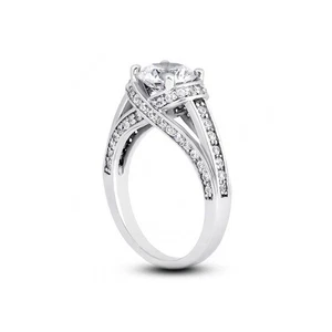 1 3/4 CTW D VS2 Round Cut Earth Mined Certified Diamonds 950 Plat. Accent Ring - Picture 1 of 3