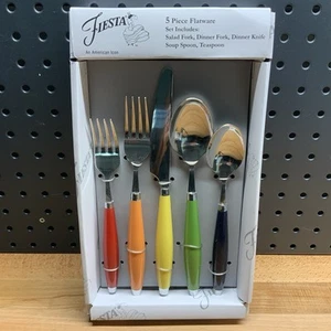 FIESTA Fiestaware NIB 5 Piece Flatware MULTICOLOR BRIGHTS Silverware New - Picture 1 of 6