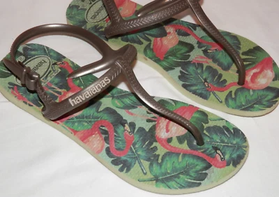 Sandalias chanclas Havaianas Freedom con tiras talla Flamencos verdes/rosados 7/8 Foto 1 de 4