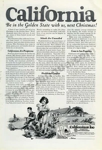 Anuncio impreso divertido vacaciones turismo viajes California 1923 más de 100 años (3421) - Imagen 1 de 1