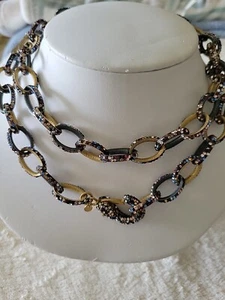 SELTENE AKEXANDRA TUKELTURK ZWEIFARBIGE BRONZE GLIEDER VERKRUSTET MULTI STRASS KETTEN - Bild 1 von 13