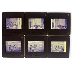 Lot of 6 1980s Elementary School Cafeteria Workers & Students Pakon Color Slides - Picture 1 of 3