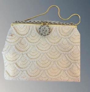 Charlet Perlen Tasche Abend Braut formell Vintage 60er  - Bild 1 von 8