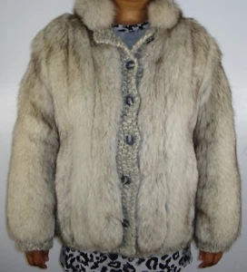 Wunderschöne weiße blaue Fuchsfelljacke Größe 4-6 KOSTENLOSER VERSAND Top Zustand - Bild 1 von 5