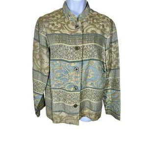 Chaqueta acolchada con botones Barn Fly vintage azul crema para mujer talla pequeña  - Imagen 1 de 4