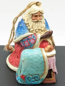 Jim Shore 2014 Heartwood Creek Santa arrodillado con adorno de Navidad para bebé Jesús - Imagen 1 de 9
