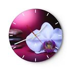 Horloge murale en verre 40x40cm Spa pierres brunes orchid�e blanche Wall Clock