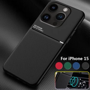Coque Etui Antichoc Pour iPhone 16 15 14 Pro Max 13 12 Cuir Silicone Mince Léger - Photo 1 sur 18