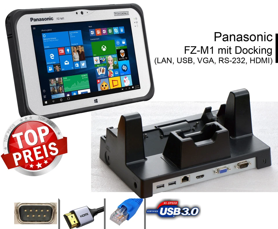 Panasonic Tablet FZ-M1 i5 256GB SSD Windows 10 LTE Scanner + Docking Mit HDMI - Image 1 of 4