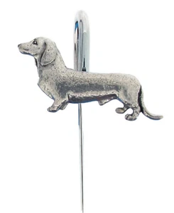 Marcador Dachshund hecho a mano de peltre plateado sin plomo y caja de regalo - Imagen 1 de 3