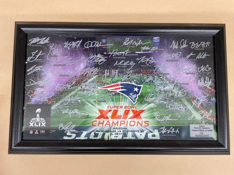 New England Patriots XLIX Champs Signatures Gridiron Celebration Framed Picture Cover