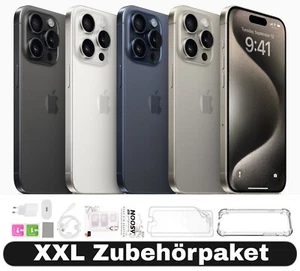 Apple iPhone 15 Pro Max - 256 512 1TB - Titan Schwarz Weiß Natur Blau - XXL Set - Bild 1 von 11