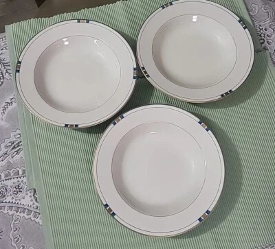 3 Mikasa Brentwood Rimmed Soup/pasta Bowl 8.5" - Image 1 of 4
