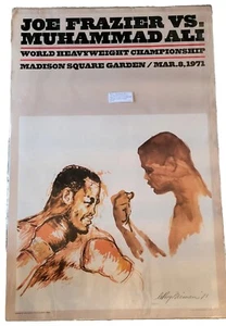 1971 Muhammad Ali vs. Joe Frazier 25"X37" MSG NY Fight Poster by Leroy Neiman - Picture 1 of 12