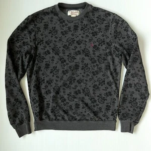 Penguin by Munsingwear Women Sweatshirt Gray Black Floral Crew Neck Small - Picture 1 of 5